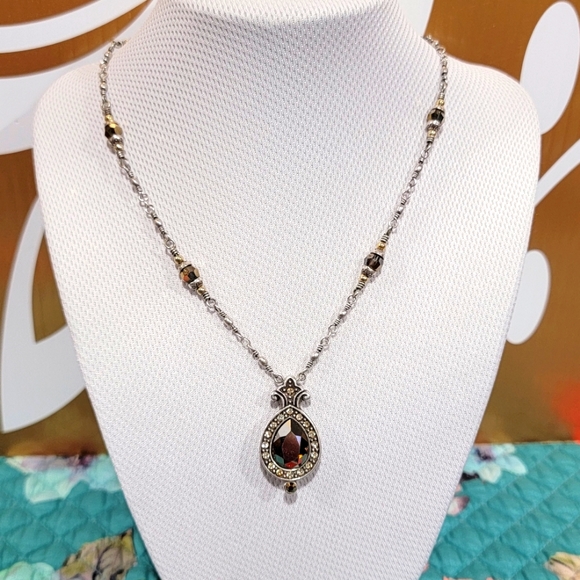 EXTREMELY RARE BRIGHTON AMERICAN BEAUTY TOPAZ  CRYSTAL  NECKLACE NWOT - Picture 1 of 8
